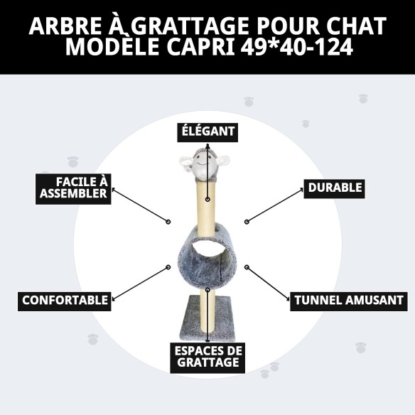 Griffoir pour Chat Capri 124 cm - Design Exclusif et Amusant