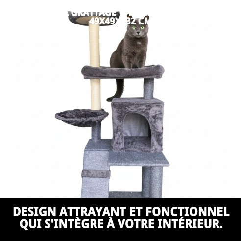 Arbre à Gratter pour Chat Paris 132 cm : Amusement et Confort