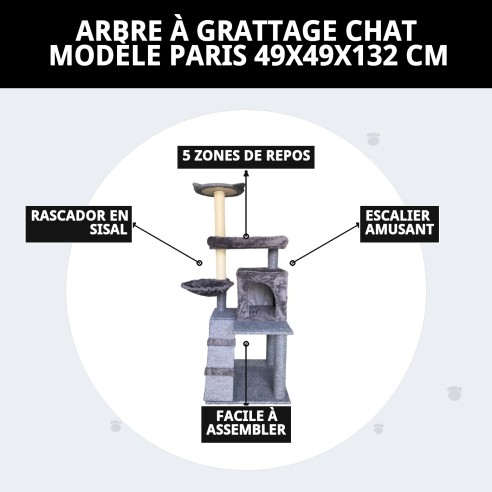 Arbre à Gratter pour Chat Paris 132 cm : Amusement et Confort