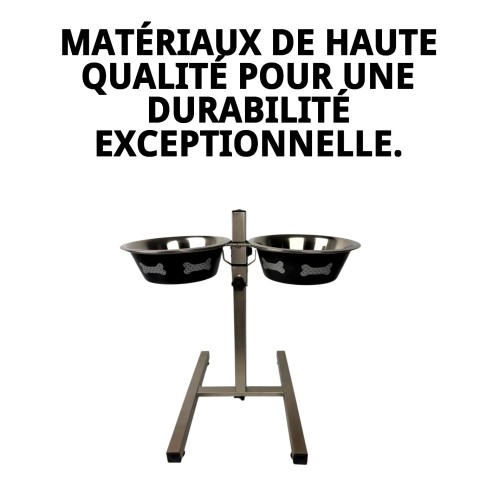 Gamelle pour chiens ajustable en hauteur, deux gamelles de 1,6 L Moly avec design exclusif.