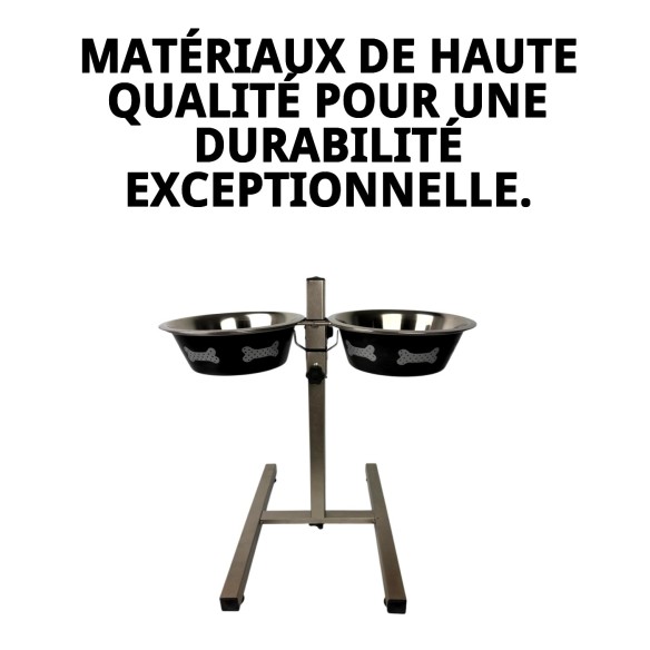 Gamelle pour chiens ajustable en hauteur, deux gamelles de 1,6 L Moly avec design exclusif.