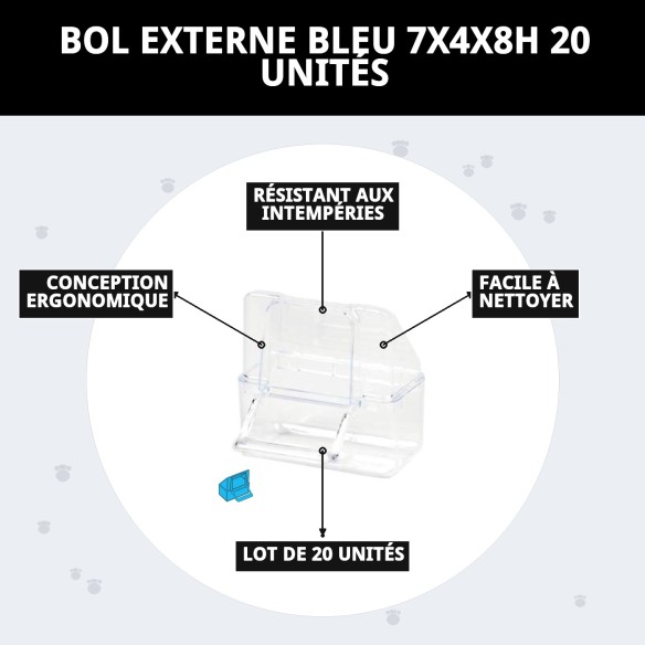 Bol de Nourriture Externe Bleu 20 Unités - Idéal pour Animaux de Compagnie