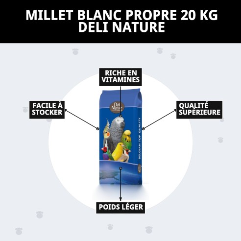 Mijo Blanc Propre 20 kg Deli Nature pour vos oiseaux.