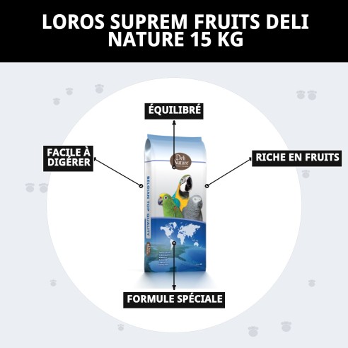 Loros Suprem Fruits Deli Nature 15 kg - Alimentation Premium