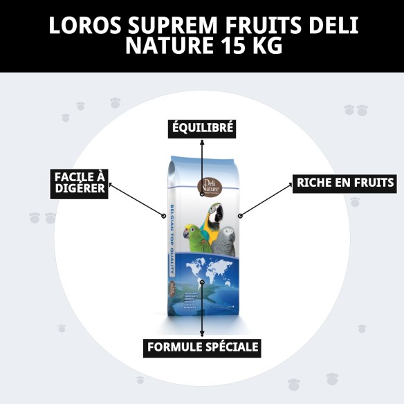 Loros Suprem Fruits Deli Nature 15 kg - Alimentation Premium