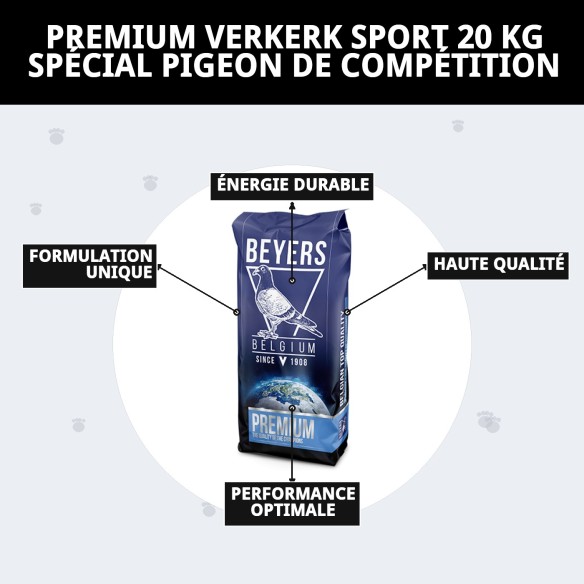 Aliment Premium Verkerk Sport 20 kg pour Pigeons de Compétition
