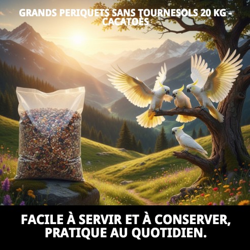 Grands Perruches Sans Tournesols 20 kg pour Cacatoès