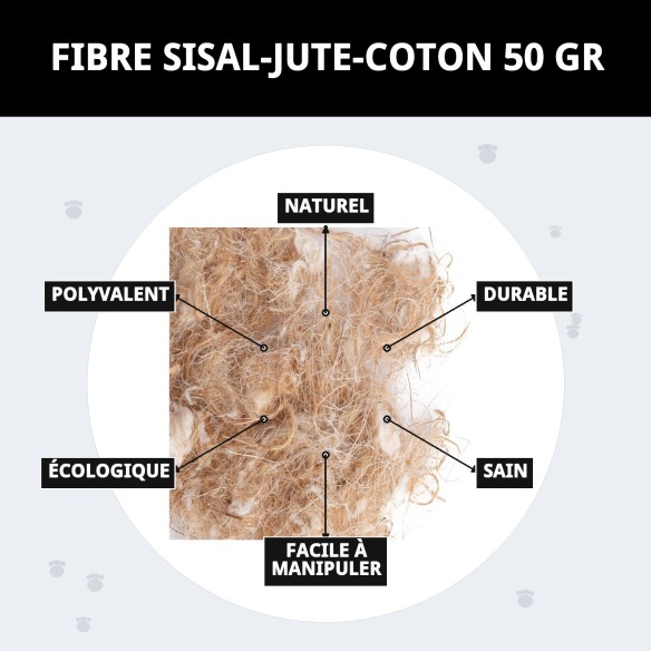 Fibres Naturelles Sisal-Jute-Coton pour Nids d'Oiseaux 50g