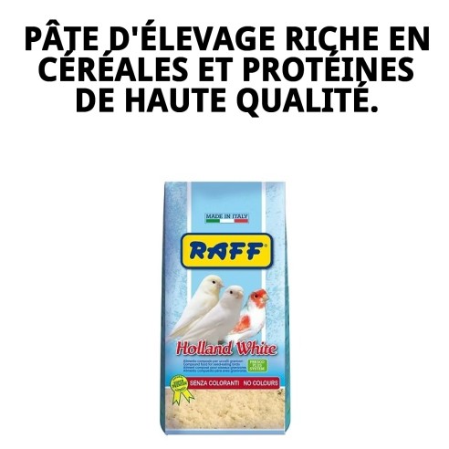 Pâte de élevage RAFF Holland White 4kg pour oiseaux sans colorant.