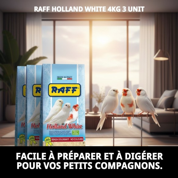 Pâte de élevage RAFF Holland White 4kg pour oiseaux sans colorant.