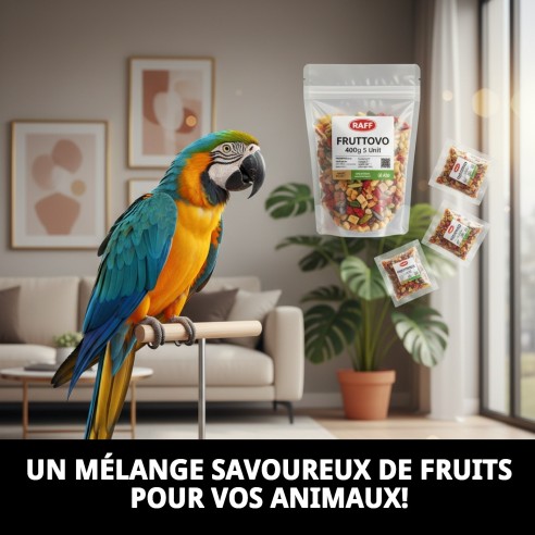 RAFF FRUTTOVO 400G 5 UNIT se traduce al francés como:

RAFF FRUTTOVO 400G 5 UNIT (la traducción no cambia, ya que se trata de un