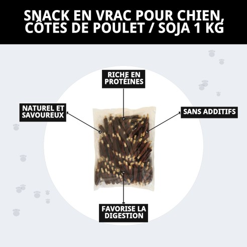 Snack Naturel pour Chiens au Poulet et Soja - 1 KG