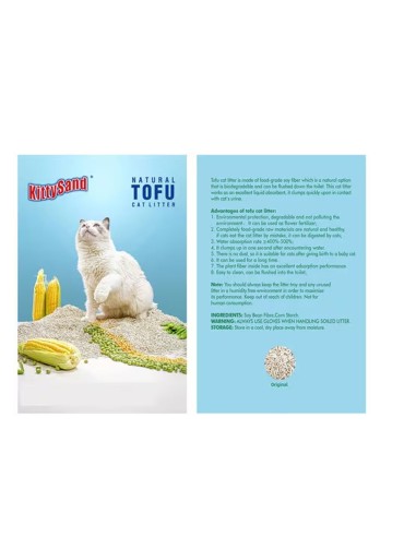 ARENA PARA GATOS DE TOFU 2.5 KG 6 LITROS - 