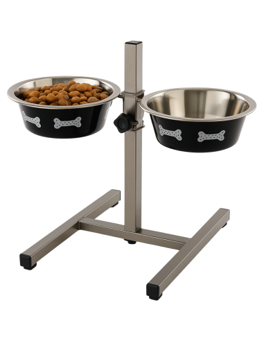 Comedero Doble Regulable en Altura para Perros – 2 Cuencos de 1.55 L (22 cm) Moly - 