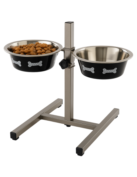 Comedero Doble Regulable en Altura para Perros – 2 Cuencos de 1.55 L (22 cm) Moly - 