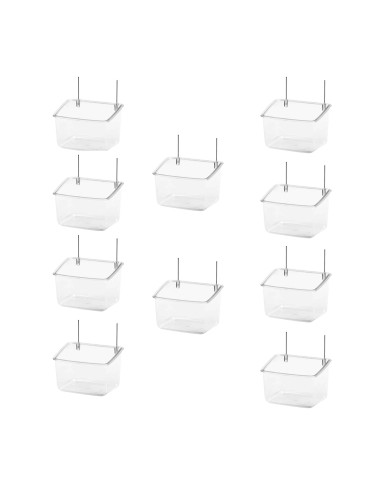 COMEDERO PAPAGAYO CON ALAMBRES 9X7X6.5H 10 UNIDADES - 