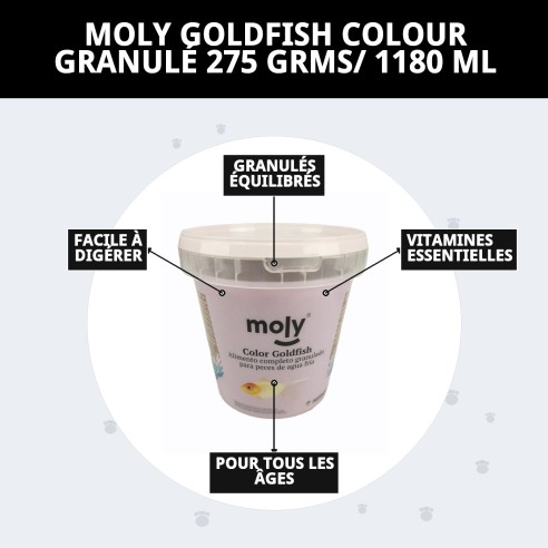 Moly Goldfish Color Granulé 275g - Nourriture pour Poissons