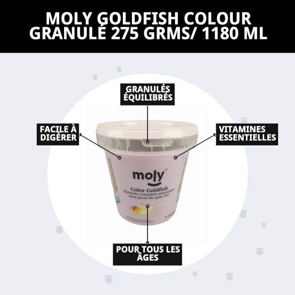 Moly Goldfish Color Granulé 275g - Nourriture pour Poissons