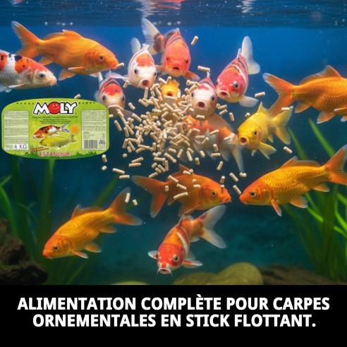 Moly Étang Bâtonnets 4 kg: Nourriture Professionnelle pour Poissons