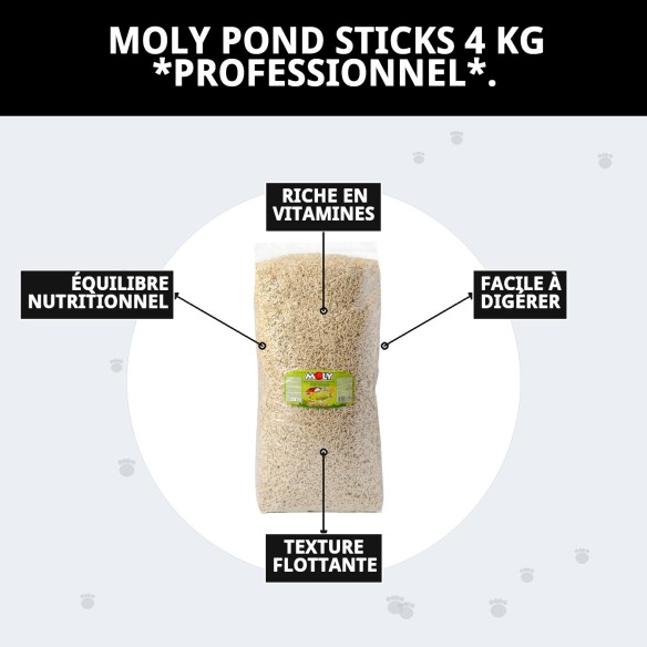 Moly Étang Bâtonnets 4 kg: Nourriture Professionnelle pour Poissons