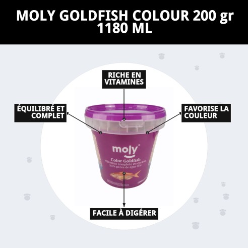 Nourriture Moly Goldfish Color 200g pour des poissons vibrants