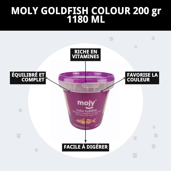 Nourriture Moly Goldfish Color 200g pour des poissons vibrants