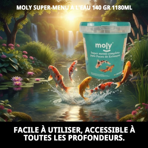 Nourriture Moly Super-Menu Étang pour poissons 140g 1180ml