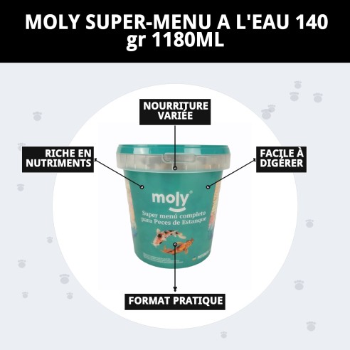 Nourriture Moly Super-Menu Étang pour poissons 140g 1180ml