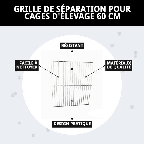 Séparateur Grille Cage d'Élevage 60 cm | Qualité Moly