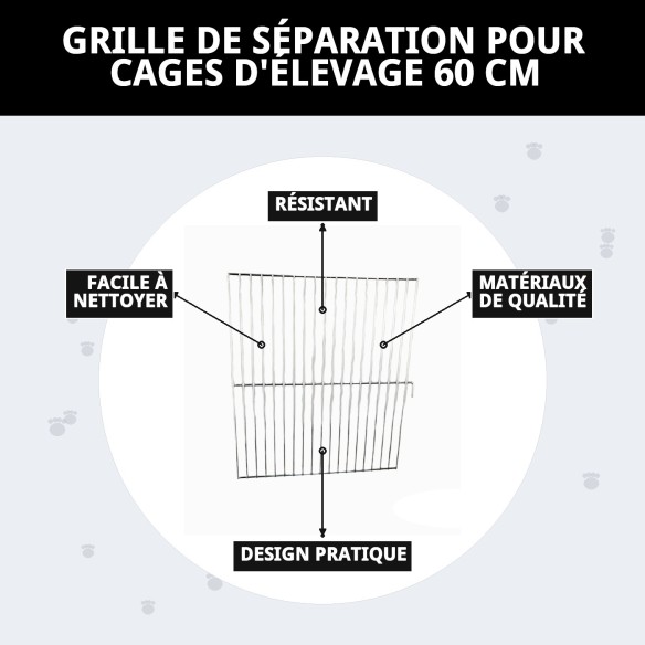 Séparateur Grille Cage d'Élevage 60 cm | Qualité Moly