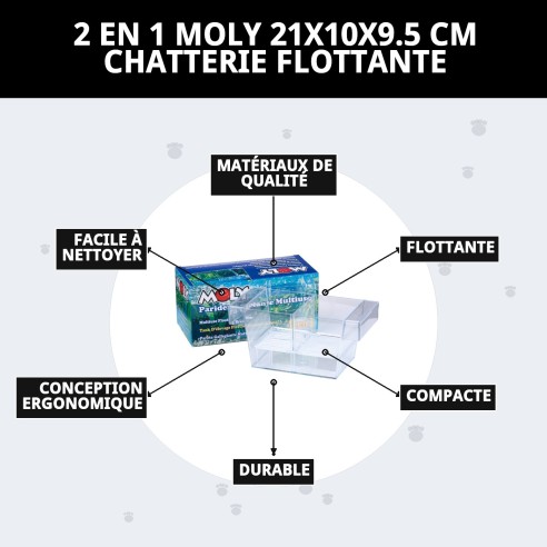 Paridera Flottante 2 en 1 Moly pour Animaux de Compagnie - 21x10x9,5 cm