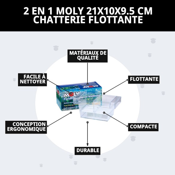 Paridera Flottante 2 en 1 Moly pour Animaux de Compagnie - 21x10x9,5 cm