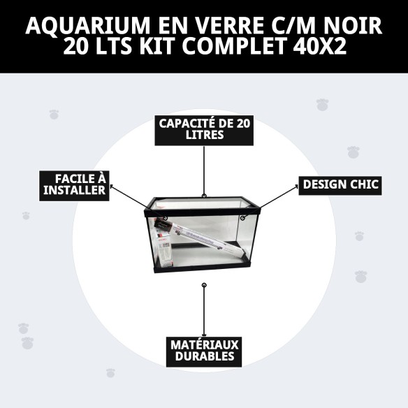 Acuarium en verre Moly 20L Kit complet pour poissons