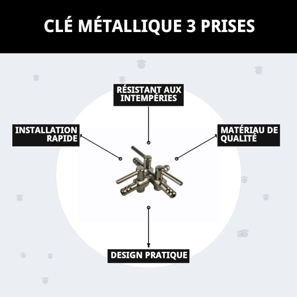 Clé Métallique 3 Sorties pour Animaux - Qualité et Durabilité