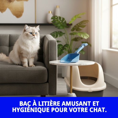Palette hygiénique avec figurine de chat pour animaux de compagnie