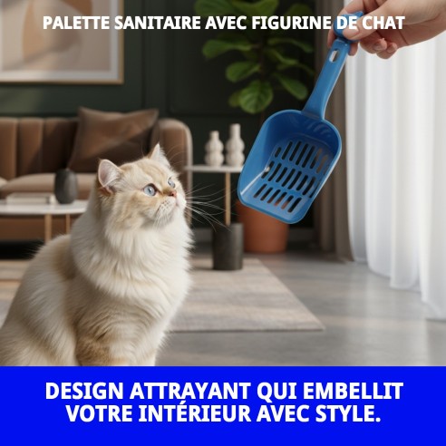 Palette hygiénique avec figurine de chat pour animaux de compagnie