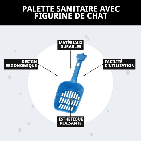 Palette hygiénique avec figurine de chat pour animaux de compagnie