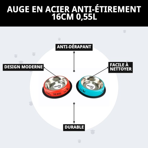 Bol anti-dérapant en acier inoxydable 16 cm 0,55 L