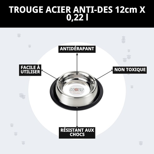 Bol en Acier Inoxydable Antidérapant pour Animaux de Compagnie