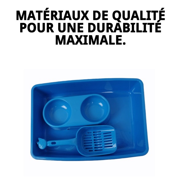 Kit Complet pour Chat : Bac, Gamelle et Pelle 37x26