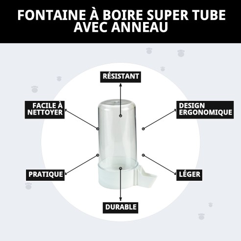 Distributeur d'eau Tube Super avec Anneau pour Animaux de Compagnie - Idéal et Pratique