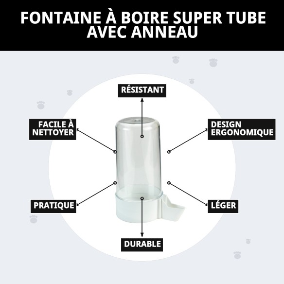 Distributeur d'eau Tube Super avec Anneau pour Animaux de Compagnie - Idéal et Pratique