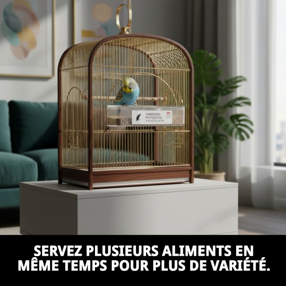 Récipient Professionnel 3 Compartiments 18 cm pour Animaux de Compagnie