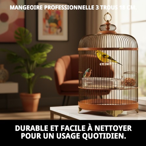 Récipient Professionnel 3 Compartiments 18 cm pour Animaux de Compagnie