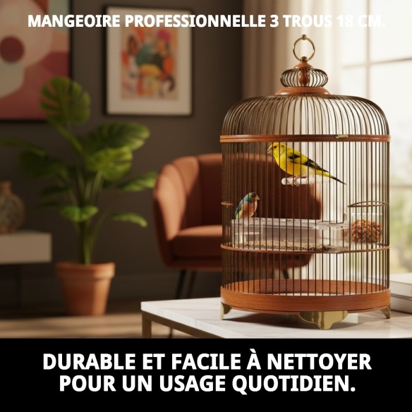 Récipient Professionnel 3 Compartiments 18 cm pour Animaux de Compagnie