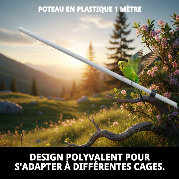 Bâton en plastique de 1 mètre pour cages à animaux de compagnie.