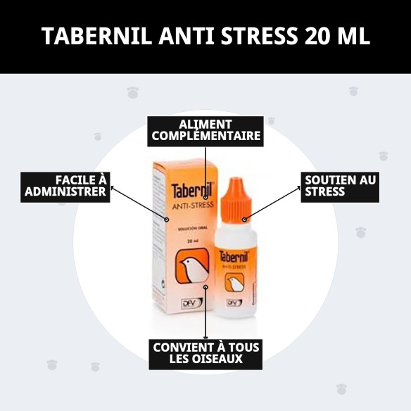 Tabernil Anti Stress 20 ml : Soulage le stress chez les oiseaux.