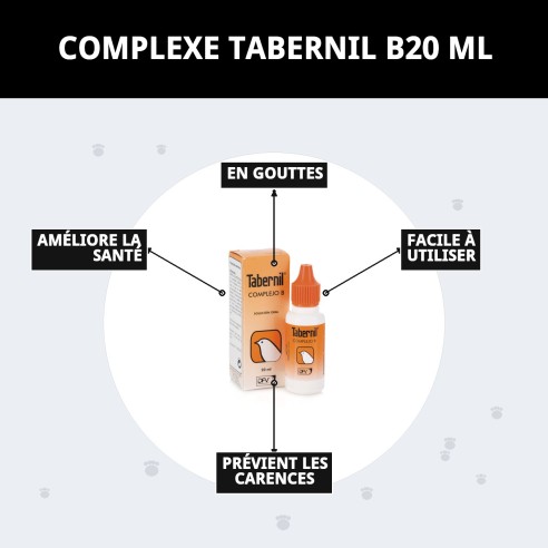 Tabernil Complexe B 20 ml : Vitamines Essentielles pour Animaux de Compagnie