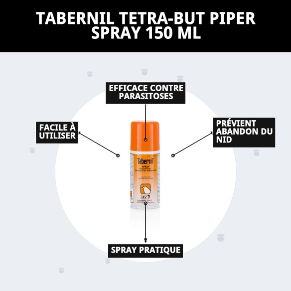 Tabernil Spray Tetra-But Piper 150 ml : Protection pour Oiseaux