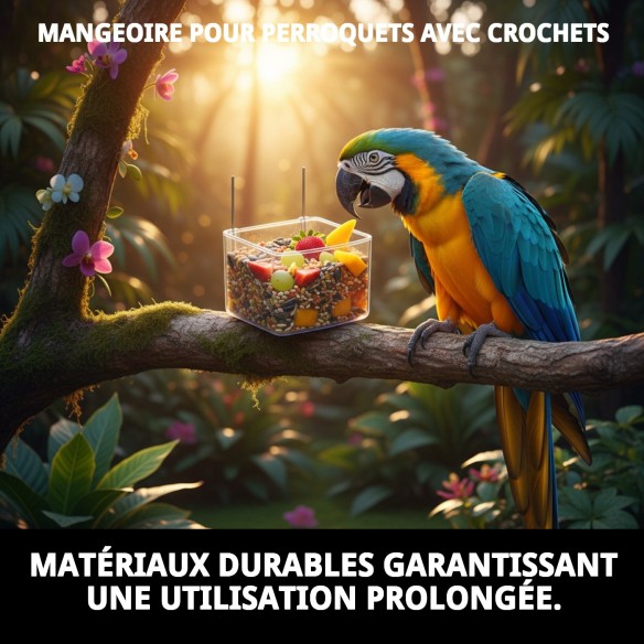 Mangeoire pour Perroquet avec Crochets - Accessoires pour Cages